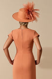 Sunset Sheath Ruched V Neck Mother Of The Bride Dress