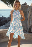 Chiffon A Line Halter Simple Little White Dress