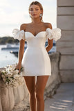 Off The Shoulder Bodycon White Short Graduation Dress