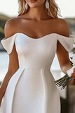 White Satin Off The Shoulder Bodycon Graduation Dress