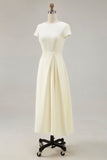 Daffodil A Line Boat Neck Vintage Satin Long Work Dress