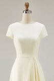Daffodil A Line Boat Neck Vintage Satin Long Work Dress