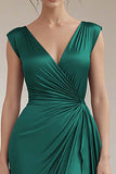 Royal Blue A Line Ruched Long Formal Dress