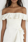 Ivory Bodycon Short Graduation Dress with Ruffles
