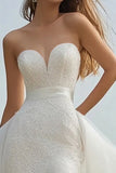 Ivory Lace High-Low Engagement Dress with Ruffles
