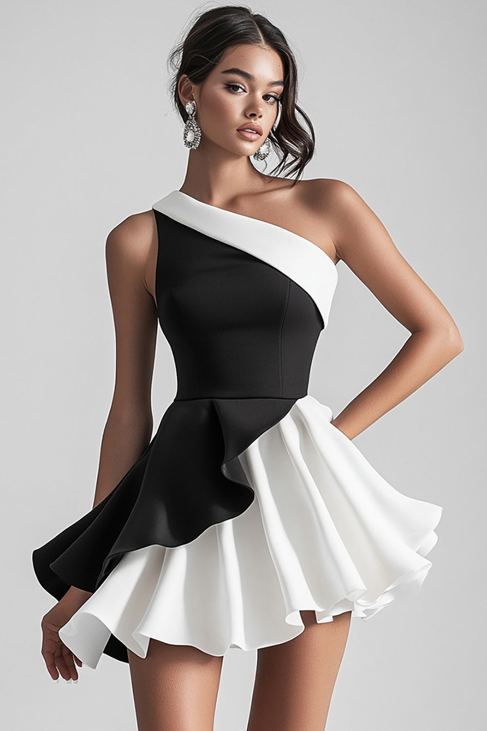 Zapaka Women Black Satin One Shoulder Short Graduation Dress A Line One Shoulder Litter Black Dress Zapaka CA Zapaka Women Black Satin One Shoulder Short Graduation Dress A Line One Shoulder Litter Black Dress Zapaka CA