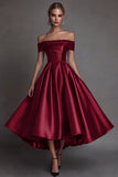 Black Satin Simple A Line Long Formal Dress