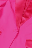Fuchsia 2 Piece Peak Lapel  Women Prom Suits with Feather