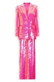Sparkly Fuchsia 2 Piece Peak Lapel Women Suits with Pockets