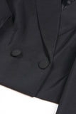 Black 2 Piece Peak Lapel Short Women Prom Suits with Feather
