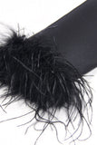 Black 2 Piece Peak Lapel Short Women Prom Suits with Feather