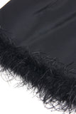 Black 2 Piece Peak Lapel Short Women Prom Suits with Feather