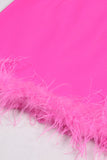 Black 2 Piece Peak Lapel Short Women Prom Suits with Feather