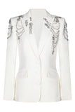 Sparkly Black Peak Lapel Single Breasted Women Prom Blazer with Rhinestones