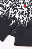 Black Leopard Print Satin Peak Lapel Women Prom Blazer