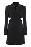 Black Notched Lapel Cut Out Women Prom Suits with Bow