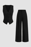 Navy 2 Piece Satin Sleeveless Women Prom Suits