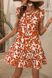 White and Blue Floral A Line Short Summer Dress