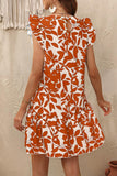 White and Blue Floral A Line Short Summer Dress