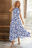 Black Floral A Line Summer Dress with Belt
