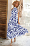 Black Floral A Line Summer Dress with Belt