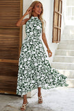 Black Floral A Line Summer Dress with Belt