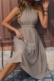 Kahki Halter A Line Midi Summer Dress