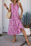 Printed Orange V Neck A Line Summer Dress