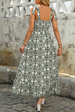 Blue Printed A Line Summer Dress with Slit