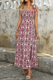 Blue Printed A Line Summer Dress with Slit