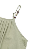 Green Spaghetti Straps A Line Pleated Summer Dress