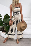 Light Kahki Printed Strapless Summer Dress