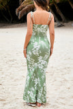 Mermaid Blue Printed Long Summer Dress