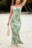Mermaid Blue Printed Long Summer Dress