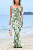 Mermaid Blue Printed Long Summer Dress