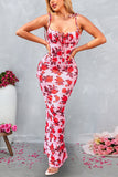 Mermaid Blue Printed Long Summer Dress