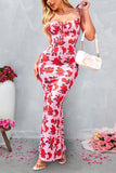 Mermaid Blue Printed Long Summer Dress
