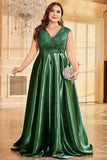 Blush Pink Plus Size Satin Long Mother Of The Bride Dress