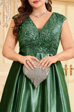 Blush Pink Plus Size Satin Long Mother Of The Bride Dress