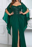 Sparkly Black Mermaid Long Mother of the Bride Dress with Slit