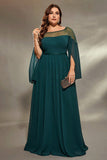 Peacock Blue A-Line Long Sleeves Choir Dress with Beading
