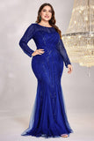 Sparkly Royal Blue Mermaid Long Mother of the Bride Dress