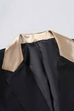 Slim Fit Black One Button Notched Lapel Men's Blazer