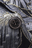 Men's Jacquard Black Notched Lapel One Button Party Blazer