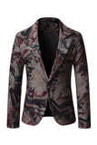 Men's Dark Coffee Notched Lapel Blazer with with Pockets