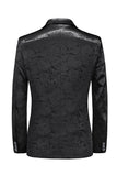 Black Notched Lapel One Button Men's Blazer with Pockets