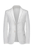 Black Printed Notched Lapel Pockets Men's Blazer