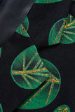 Men's Dark Green Leaf Printed Notched Lapel Prom Blazer