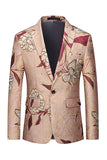 Men's Floral Printed Notched Lapel Prom Blazer