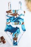 Blue Print One Piece Swimsuit with Cover Up